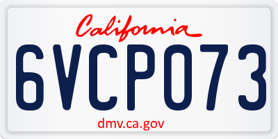 CA license plate 6VCP073