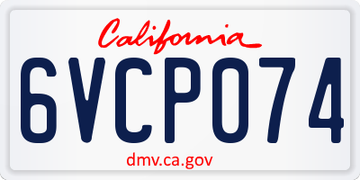 CA license plate 6VCP074