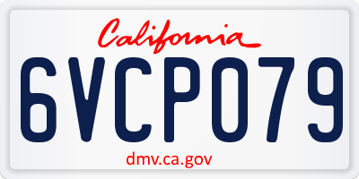 CA license plate 6VCP079
