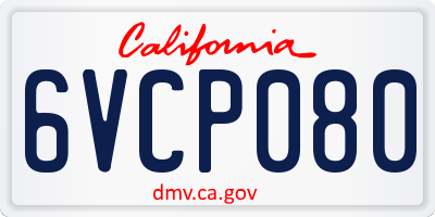 CA license plate 6VCP080
