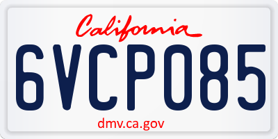 CA license plate 6VCP085