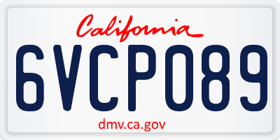 CA license plate 6VCP089