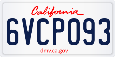 CA license plate 6VCP093