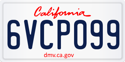 CA license plate 6VCP099