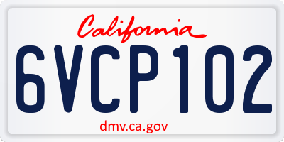 CA license plate 6VCP102