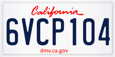 CA license plate 6VCP104