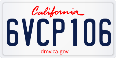 CA license plate 6VCP106