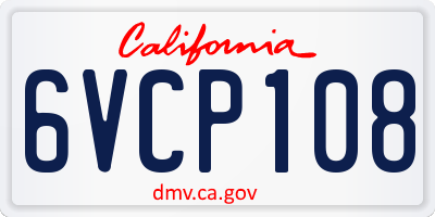 CA license plate 6VCP108