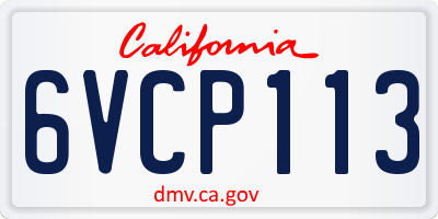 CA license plate 6VCP113
