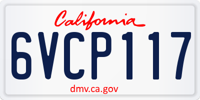 CA license plate 6VCP117