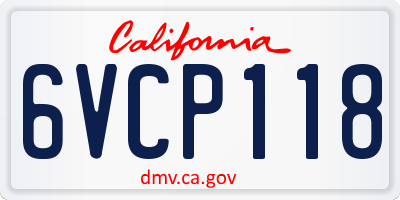 CA license plate 6VCP118