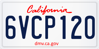 CA license plate 6VCP120