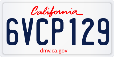 CA license plate 6VCP129