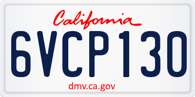 CA license plate 6VCP130
