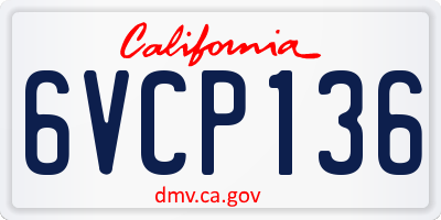 CA license plate 6VCP136