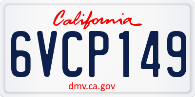 CA license plate 6VCP149