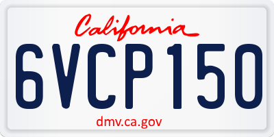 CA license plate 6VCP150