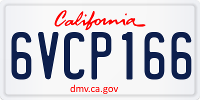 CA license plate 6VCP166