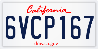 CA license plate 6VCP167