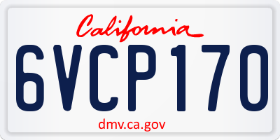 CA license plate 6VCP170
