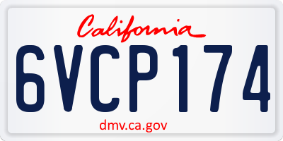 CA license plate 6VCP174