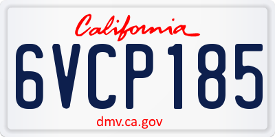 CA license plate 6VCP185