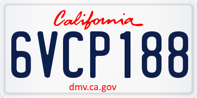 CA license plate 6VCP188