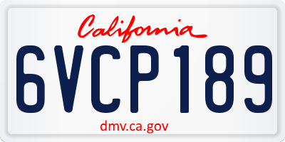 CA license plate 6VCP189