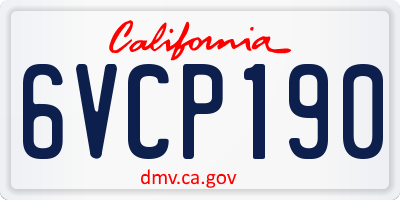 CA license plate 6VCP190