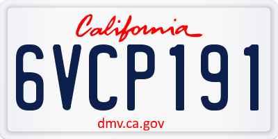 CA license plate 6VCP191
