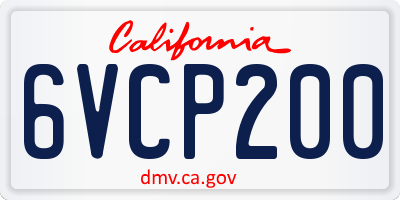CA license plate 6VCP200