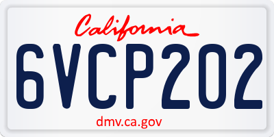CA license plate 6VCP202