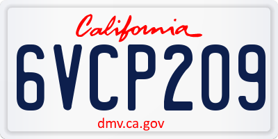CA license plate 6VCP209