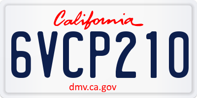 CA license plate 6VCP210