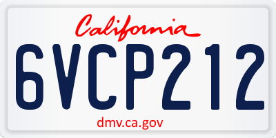 CA license plate 6VCP212