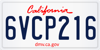 CA license plate 6VCP216