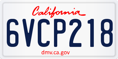 CA license plate 6VCP218