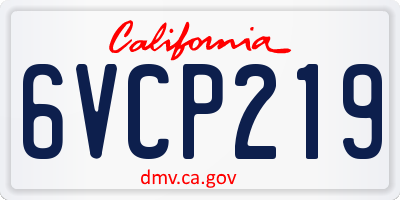 CA license plate 6VCP219