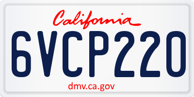 CA license plate 6VCP220