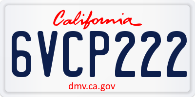 CA license plate 6VCP222