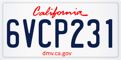 CA license plate 6VCP231