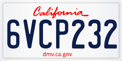 CA license plate 6VCP232