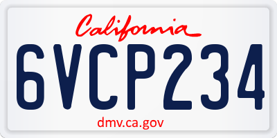 CA license plate 6VCP234