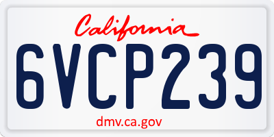 CA license plate 6VCP239