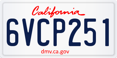CA license plate 6VCP251