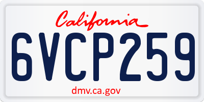 CA license plate 6VCP259