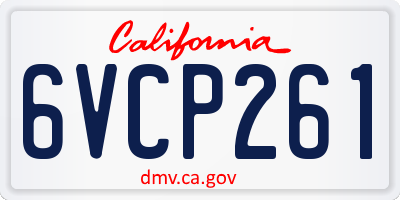 CA license plate 6VCP261