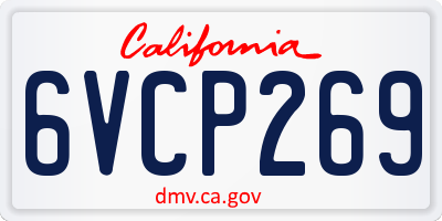 CA license plate 6VCP269