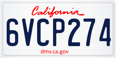 CA license plate 6VCP274