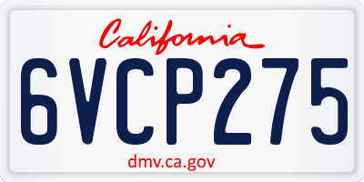 CA license plate 6VCP275